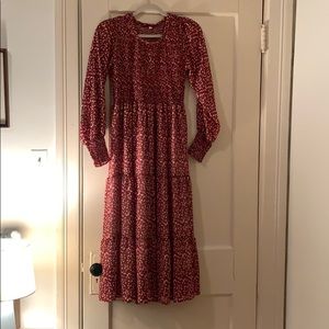 Red Floral Midi Dress